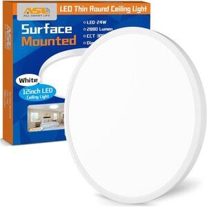 LED Flush Mount Ceiling Light Fixture, 12inch 24W 2880lm CCT 3000K/4000K/6500K